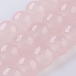 Glass Beads Strands, Imitation Jade, Round, Misty Rose, 8mm, Hole: 1mm, about 50pcs/strand, 15.7 inch(40cm)(X-GLAA-I039-8mm-04)