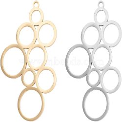 8Pcs 2 Colors 201 Stainless Steel Pendants, Filigree Joiners Findings, Laser Cut, Bubble, Mixed Color, 40x24x1mm, Hole: 1.4mm, 4pcs/color(STAS-BC0002-69)