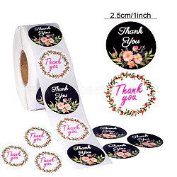 Paper Word Cartoon Sticker Rolls, Round Dot Self-adhesive Decals, for Gift Decoration, for Thanksgiving Day, Pink, 25mm, 500pcs/roll(PW-WG47921-05)