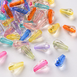 Transparent Acrylic Beads, Faceted, Teardrop, Mixed Color, 12x7mm, Hole: 1.8mm(X-TACR-S154-03A)