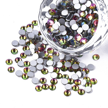 Glass Flat Back Rhinestone Cabochons, Back Plated, Faceted Half Round, Colorful, SS20, 4.6~4.8x2mm, about 1440pcs/bag