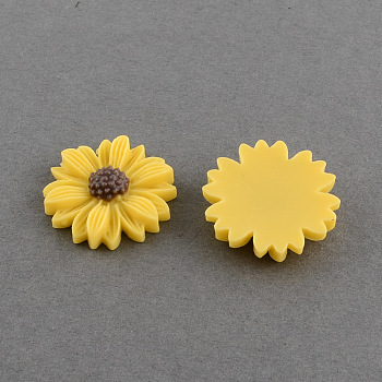 Flatback Hair & Costume Accessories Ornaments Scrapbook Embellishments Resin Flower Daisy Cabochons, Gold, 22x6mm