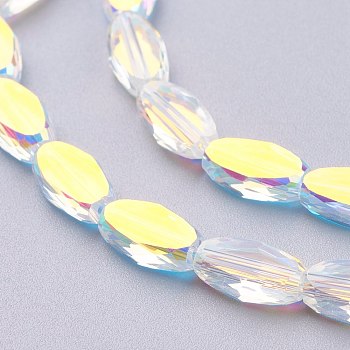 Glass Imitation Austrian Crystal Beads, Faceted Oval, Clear, 10x6x3.2mm, Hole: 0.8mm