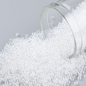 TOHO Round Seed Beads, Japanese Seed Beads, (101) Crystal Transparent Luster, 15/0, 1.5mm, Hole: 0.7mm, about 3000pcs/10g