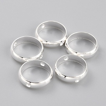 Brass Beads Frames, Long-Lasting Plated, Round Ring, 925 Sterling Silver Plated, 10x2.5mm, Hole: 1.2mm