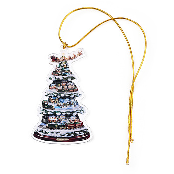 Acrylic Christmas Tree Pendant Decoration, for Christmas Party or Car Reflector Hanging Ornaments, Colorful, 204mm