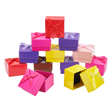 Mixed Color Square Paper Earring Boxes