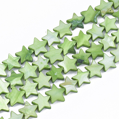 Lime Green Star Freshwater Shell Beads