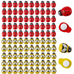 120Pcs 2 Styles Self-adhesion Maple Wood Cabochons, Bees/Ladybug, Mixed Color, 12~12.5x8.5x5~5.5mm, 60pcs/style (WOOD-CP0001-20)
