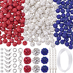 DIY Jewelry Making Kits, including Polymer Clay Beads, 304 Stainless Steel Bead Tips, Brass Beads & Chain Extender & Jump Rings, Alloy Clasps and Elastic Crystal Thread, Blue, 10x9.5mm, Hole: 1.5~1.8mm(DIY-BM0001-64A)
