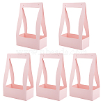 Foldable Inspissate Paper Box, Portable Gift Packing Box, Bakery Cake Cupcake Box Container, Rectangle, Pink, 22.2x11.9x35.4cm(CON-NB0001-69B)