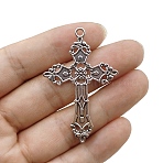 Tibetan Style Alloy Pendants, Cross Charms, Antique Silver, 57x38mm(PW-WGC8B3B-01)