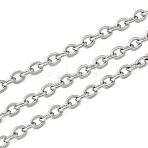 Tarnish Resistant 304 Stainless Steel Cable Chains, Soldered, Flat Oval, with Spool, Stainless Steel Color, 3.2x2.3x0.6mm, about 16.4 Feet(5m)/roll(X-CHS-Q001-15-100m)
