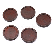 Natural Wood Cabochon Settings, Flat Round, Coconut Brown, Inner Diameter: 20mm(WOOD-WH0115-37B-F)