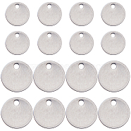 260Pcs 2 Style 304 Stainless Steel Charms, Stamping Blank Tag Pendants, Flat Round, Stainless Steel Color, 8~10x0.8~1mm, Hole: 1mm, 130pcs/style(STAS-CN0001-41)