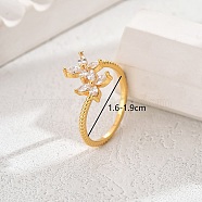 Flower Design Ladies Ring for Daily Wear, Dating and Vacation, Golden, Inner Diameter: 17mm(EU5480-3)