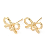 Bowknot Alloy Stud Earring Findings, with 304 Stainless Steel Steel Pin, Cadmium Free & Lead Free, Light Gold, 8x13.5mm, Hole: 1.4mm(PALLOY-Q447-03LG)