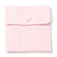 Square Velvet Jewelry Bags, with Snap Fastener, Pink, 10x10x1cm(X1-TP-B001-01B-03)