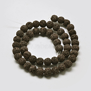 Natural Lava Rock Round Bead Strands, Dyed, Coffee, 10mm, Hole: 1mm, about 38pcs/strand, 15.7 inch(G-I124-10mm-12)