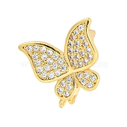 Rack Plating Brass Micro Pave Clear Cubic Zirconia Twister Clasps, Long-Lasting Plated, Lead Free & Cadmium Free, Butterfly, Real 18K Gold Plated, 18x17x8mm, Hole: 1.2mm(KK-B093-28G)