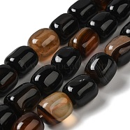Natural Agate Beads Strands, Dyed & Heated, Column, Black, 15~16x11.5~13x11~13mm, Hole: 1.6mm, about 12pcs/strand, 7.17~7.28''(18.2~18.5cm)(G-H295-F01-03)
