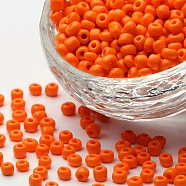 6/0 Glass Seed Beads, Opaque Colours Seed, Small Craft Beads for DIY Jewelry Making, Round, Round Hole, Dark Orange, 6/0, 4mm, Hole: 1.5mm about 500pcs/50g, 50g/bag, 18bags/2pounds(SEED-US0003-4mm-50)