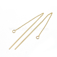 Brass Chain Stud Earring Findings, with Loop, Ear Threads, Real 18K Gold Plated, 114x1mm, Hole: 2mm(KK-T032-165G)