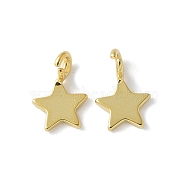 925 Sterling Silver Star Charms, with Open Loops, Golden, 7x5x0.7mm, Hole: 1mm(STER-M099-04G)