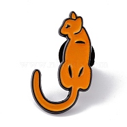Cat Initial Letter Enamel Pin, Electrophoresis Black Alloy Cartoon Brooch for Backpack Clothes, Letter.J, 30x17.5x2mm, Pin: 1.2mm(JEWB-A005-27-J)