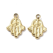 Ion Plating(IP) 304 Stainless Steel Charms, Hamsa Hand Charm, Real 18K Gold Plated, 11x7x1mm, Hole: 1.2mm(STAS-Q254-40G)