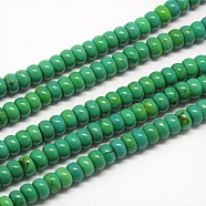 Natural Magnesite Rondelle Beads Strands, Dyed, Lime Green, 6x4mm, Hole: 1mm, about 115pcs/strand, 15.74 inch(TURQ-L021-C-02)