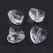Transparent Glass Beads, Faceted, Heart, Clear, 10x10x7mm, Hole: 1~1.2mm(GLAA-K022-07)
