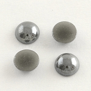 Pearlized Plated Opaque Glass Cabochons, Half Round/Dome, Gray, 7.5~8x3~4mm(PORC-S801-8mm-41)