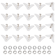 Iron Tie Clips, with Plastic Fixed Collar, White, 30x54x19mm, 2 bags/set(FIND-CA0008-20B)