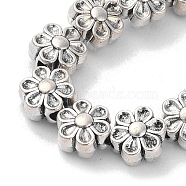 Tibetan Style Flower Alloy Bead Strands, Lead Free & Cadmium Free & Nickel Free, Antique Silver, 6.5x4.5mm, Hole: 1mm, about 35pcs/strand, 8 inch(TIBEB-O007-13-NR)