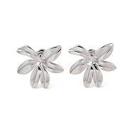 Flower 304 Stainless Steel Stud Earrings for Women, Stainless Steel Color, 20x20mm(EJEW-L272-031P-02)