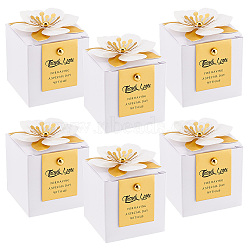 Folding Square Paper Candy Boxes, Flower Gift Case with Iron Nails, for Wedding Gift Packaging, White, Finished Product: 65x65x65mm(CBOX-WH0001-E01)