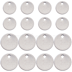 260Pcs 2 Style 304 Stainless Steel Charms, Stamping Blank Tag Pendants, Flat Round, Stainless Steel Color, 8~10x0.8~1mm, Hole: 1mm, 130pcs/style(STAS-CN0001-41)