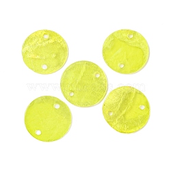 Spray Painted Natural Capiz Shell Connector Charms, Disc, Yellow, 15x1.5mm, Hole: 1mm(BSHE-S304-18A)