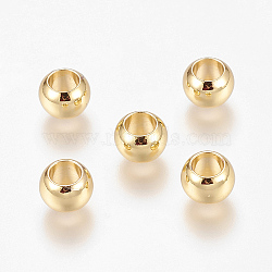 Environment Brass European Beads, Lager Hole Beads, Long-Lasting Plated, Rondelle, Golden, 8x5.5mm, Hole: 4.5mm(X-KK-P120-03G)