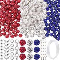 DIY Jewelry Making Kits, including Polymer Clay Beads, 304 Stainless Steel Bead Tips, Brass Beads & Chain Extender & Jump Rings, Alloy Clasps and Elastic Crystal Thread, Blue, 10x9.5mm, Hole: 1.5~1.8mm(DIY-BM0001-64A)