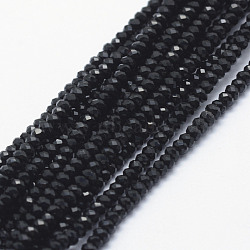 Opaque Glass Beads Strands, Faceted, Rondelle, Black, 2.5x1.5mm, Hole: 0.5mm, about 188~195pcs/strand, 12.9 inch(33cm)(X-EGLA-J144-NB02)