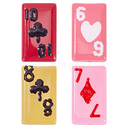 4Pcs Painted Glass Beads Enamel Beads, Hand Painted Beads, Playing Card, Mixed Color, 24.5~25x14.5~15x7.5~8.5mm, Hole: 1.6~1.8mm(LAMP-TA0001-97)