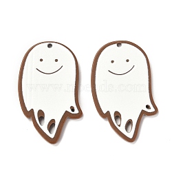 Christmas Theme 3D Printed Resin Pendants, DIY Earring Accessories, Ghost, White, Ghost Pattern, 37.5x24x2mm, Hole: 1.6mm(RESI-I036-11)