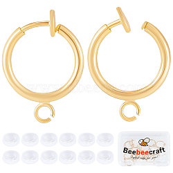 20Pcs Brass Clip-on Earring Findings, with Horizontal Loops and 20Pcs Silicone Earring Pads, For Non-pierced Ears, Real 18K Gold Plated, 16.5~17x12.5x4mm, Hole: 1~1.5mm(KK-BBC0004-84)