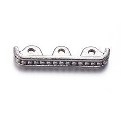 3 Holes Tibetan Style Alloy Spacer Bars, Lead Free and Cadmium Free, Antique Silver, 24x4x6mm, Hole: 1.5mm(X-A0448Y)