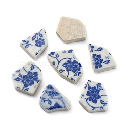 Porcelain Mosaic Tiles, Irregular Shape Mosaic Tiles, for DIY Mosaic Art Crafts, Picture Frames and More, Flower Pattern, Steel Blue, 23.5~47x20.5~37.5x5~5.5mm, about 70pcs/500g(DIY-WH0304-333A)