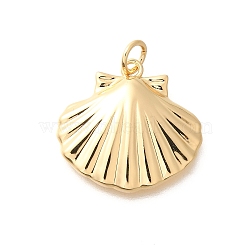 Rack Plating Brass Pendants, Cadmium Free & Lead Free, Long-Lasting Plated, Shell Charms, with Jump Ring, Real 18K Gold Plated, 18.5x19.5x3mm, jump ring: 5x09mm, inner diameter: 3mm(KK-M296-13G)