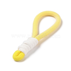 Braided Nylon Strap, Plastic Finding for Key Chain Bag Phone Lanyard, Yellow, 150x40x16mm(AJEW-C035-02G)