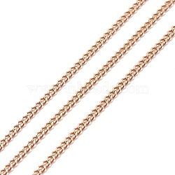 Ion Plating(IP) 304 Stainless Steel Curb Chains, Soldered, with Spool, Rose Gold, 2.5x2x0.5mm, about 32.81 Feet(10m)/Roll(CHS-E005-02RG)